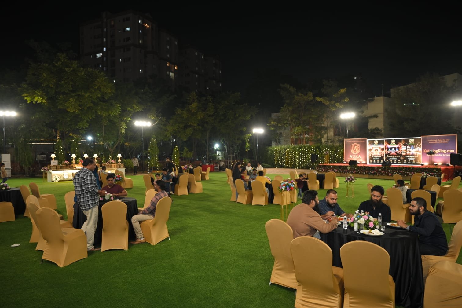 Professional corporate catering setup for a gala event